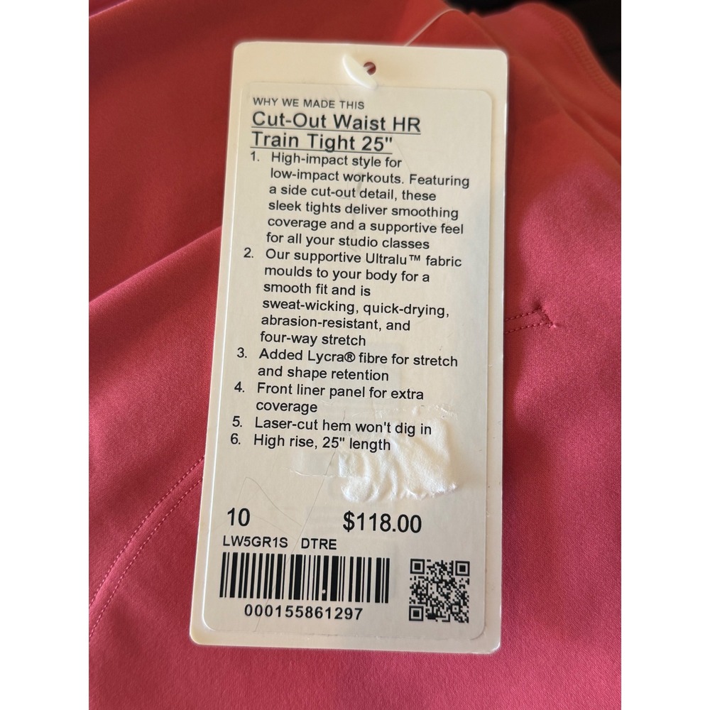 Lululemon Cut-Out Waist HR Train Tight 25 Desert Sun Red LW5GR1S Size 10 NWT - Picture 6 of 6